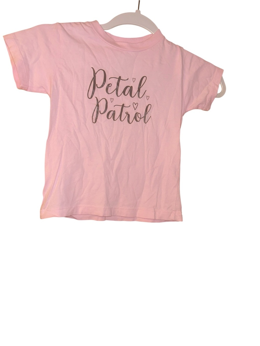 Girls pink flower girl wedding bridal party Tshirt petal patrol size 3T